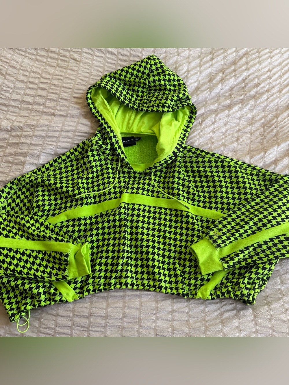 adidas x IVY Park Neon Houndstooth cropped hoodie